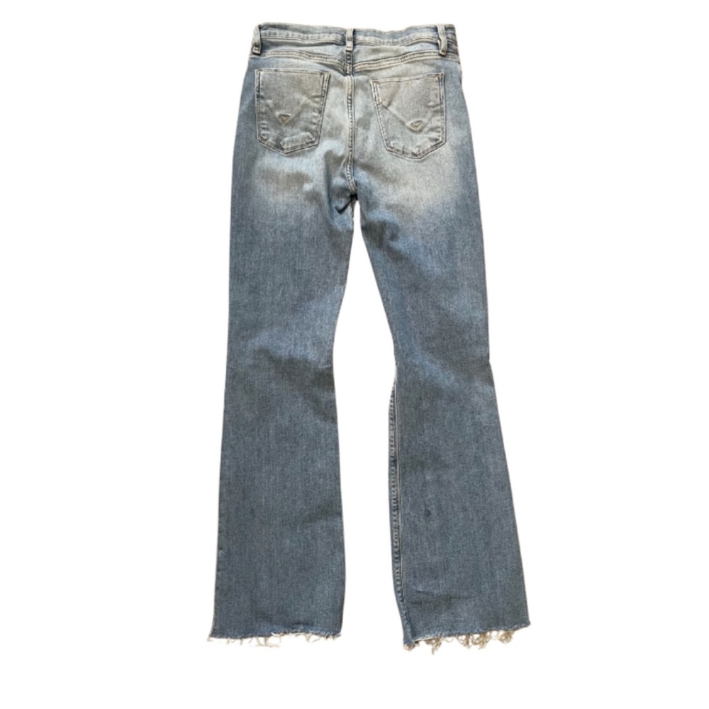 Hudson Jeans High Rise Cropped Kick Flare in Light Blue with Knee Distress - Picture 4 of 11